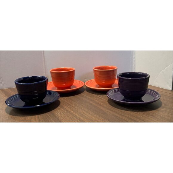 Fiestaware Cup & Saucer Set Multiple Colors Orange Blue Purple 8 Piece - Picture 7 of 12
